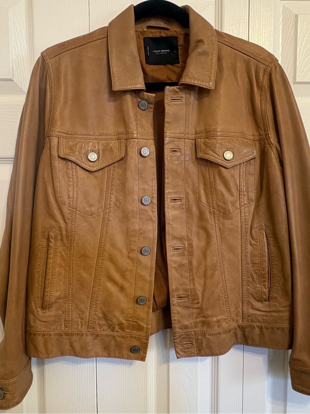 Lucky Brand Light Brown Leather Jacket Large